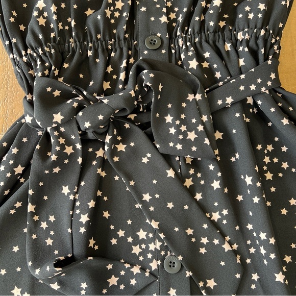 Kate Spade Black Scattered Stars Button Front Shirt Dress Preppy Fit And Flare 4 - Picture 4 of 9